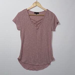 Almost Famous pink v neck top women’s size XL